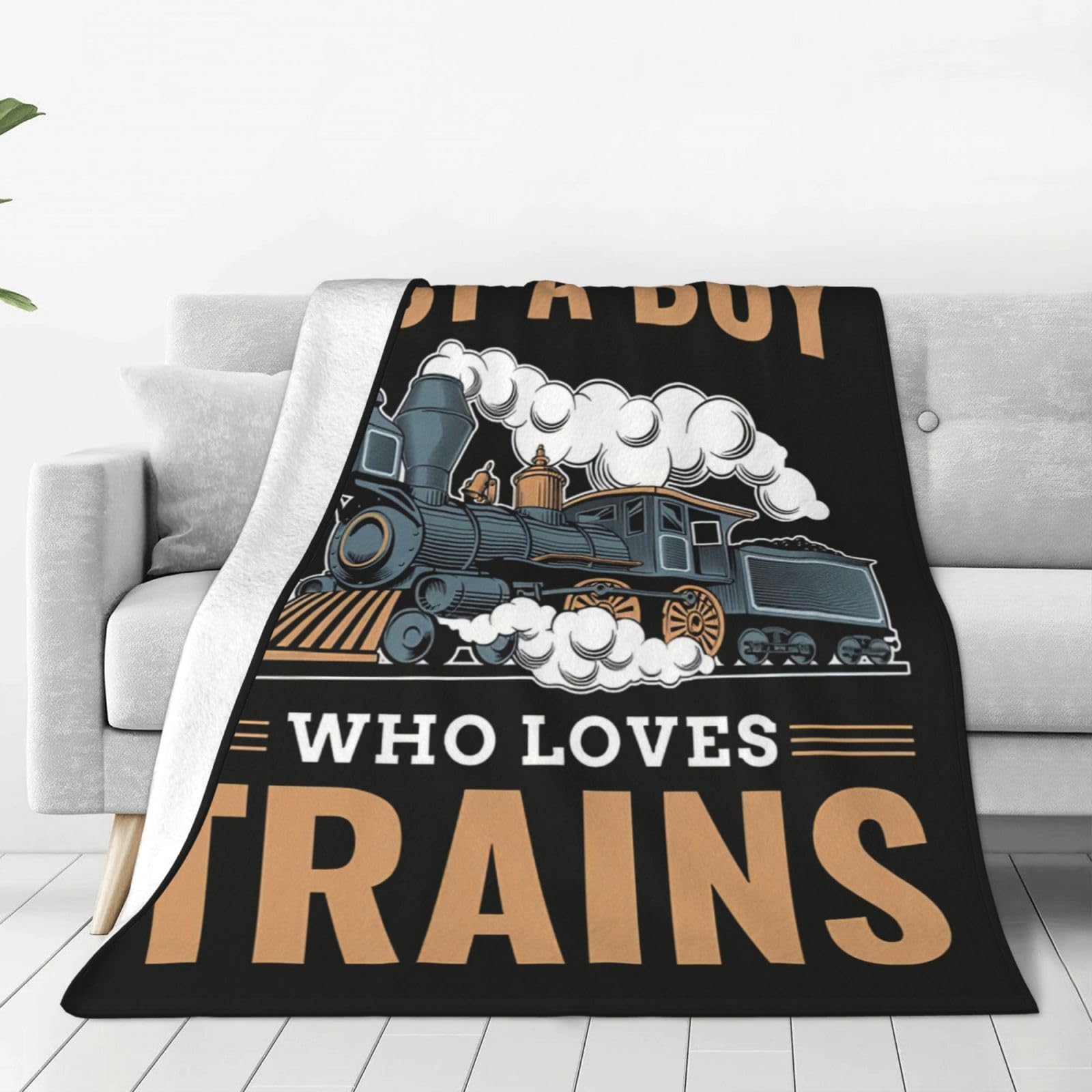 Kaslhsq Boys Just A Trains Just A Who Love Trains Blanket Train Decor Throw Blanket Gifts For Girls Super Warm Soft Plush Lightweight Fleece Flannel Winter Couch Bedding Blankets For Baby Kids Women 80"X60"