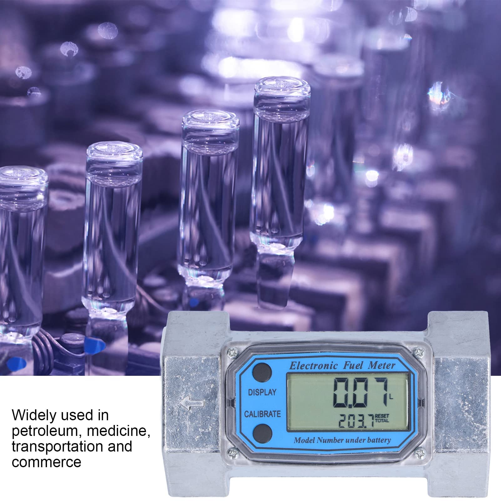 Misuratore di Portata Turbina LiebeWH - Digitale Elettronico 2in 2.3V-3.3V - Misuratore di Portata per Carburante Liquido Acqua Gasolio LLW-50 per la Medicina del Petrolio