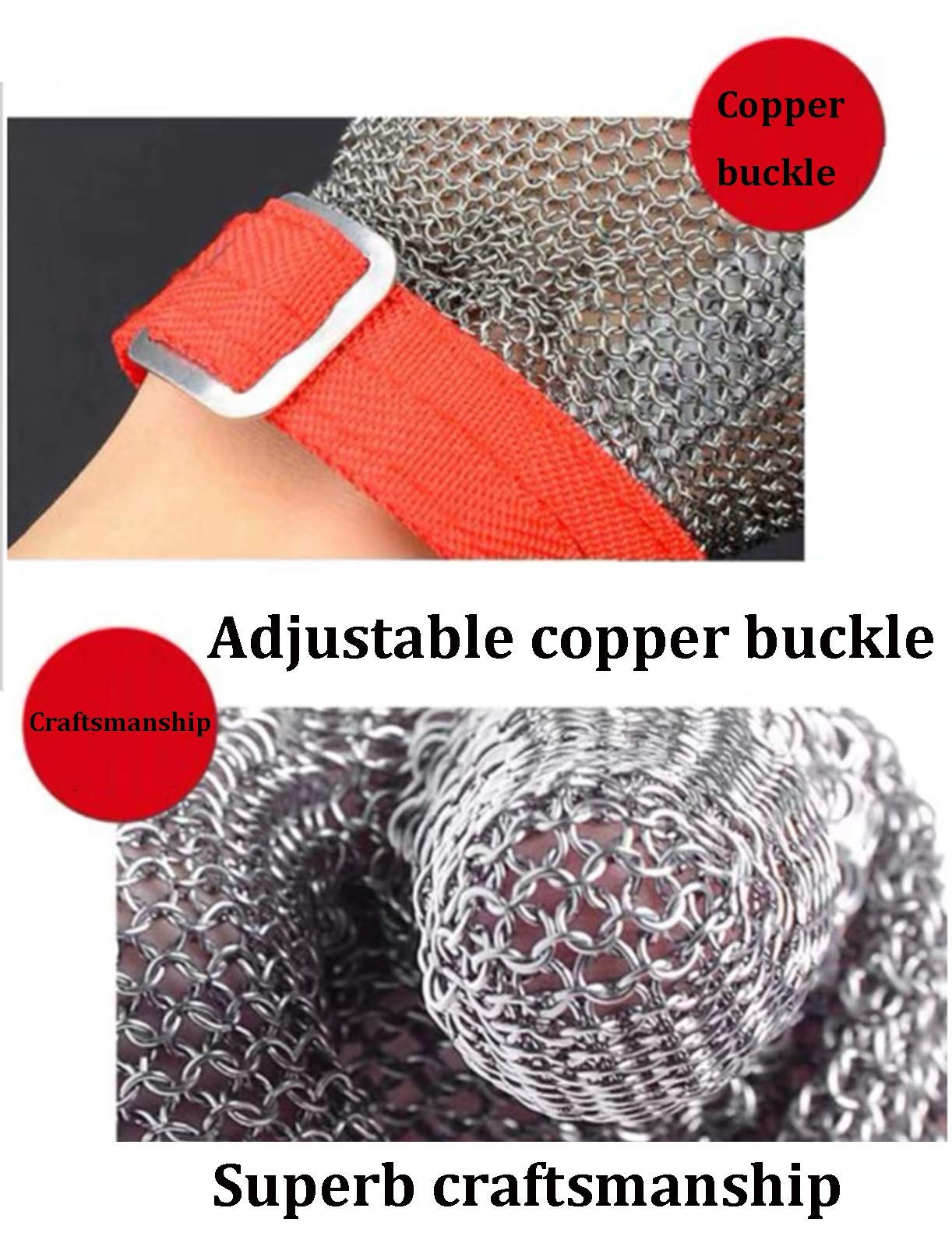 Guantes Anticorte Guantes Resistentes al Corte de Acero Inoxidable de Alta Resistencia, Guantes cómodos de Trabajo de Seguridad Antideslizantes Suaves, XX, XS, S, M, L, XL (Size : Large)
