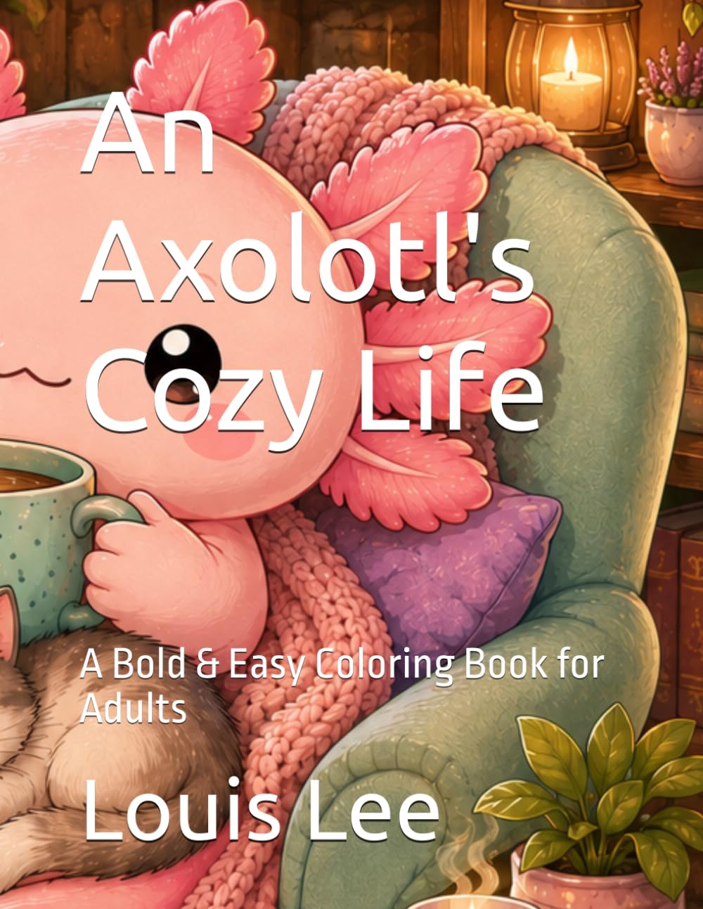 An Axolotl's Cozy Life: A Bold & Easy Coloring Book for Adults