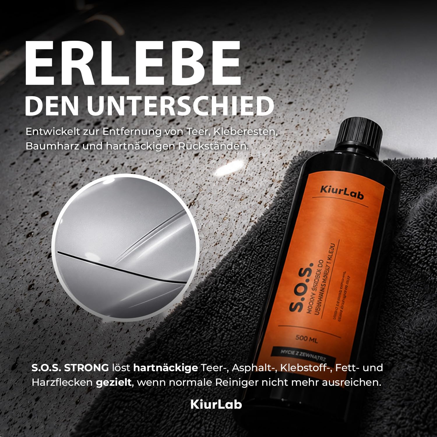 S.O.S. Strong Teer- & Klebstoffentferner (5L) | Premium Lackreiniger | entfernt hartnäckige Klebereste & Baumharz | Spezialreiniger für Teerflecken, Etikettenreste und Kleberückstände