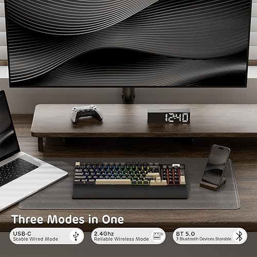 Miniatura 3 de RK ROYAL KLUDGE RK96 RGB Limited Ed, 90% 96 teclas inalámbrico 3 modos BT5.02.4GUSB-C Teclado mecánico intercambiable en caliente con reposamuñecas,