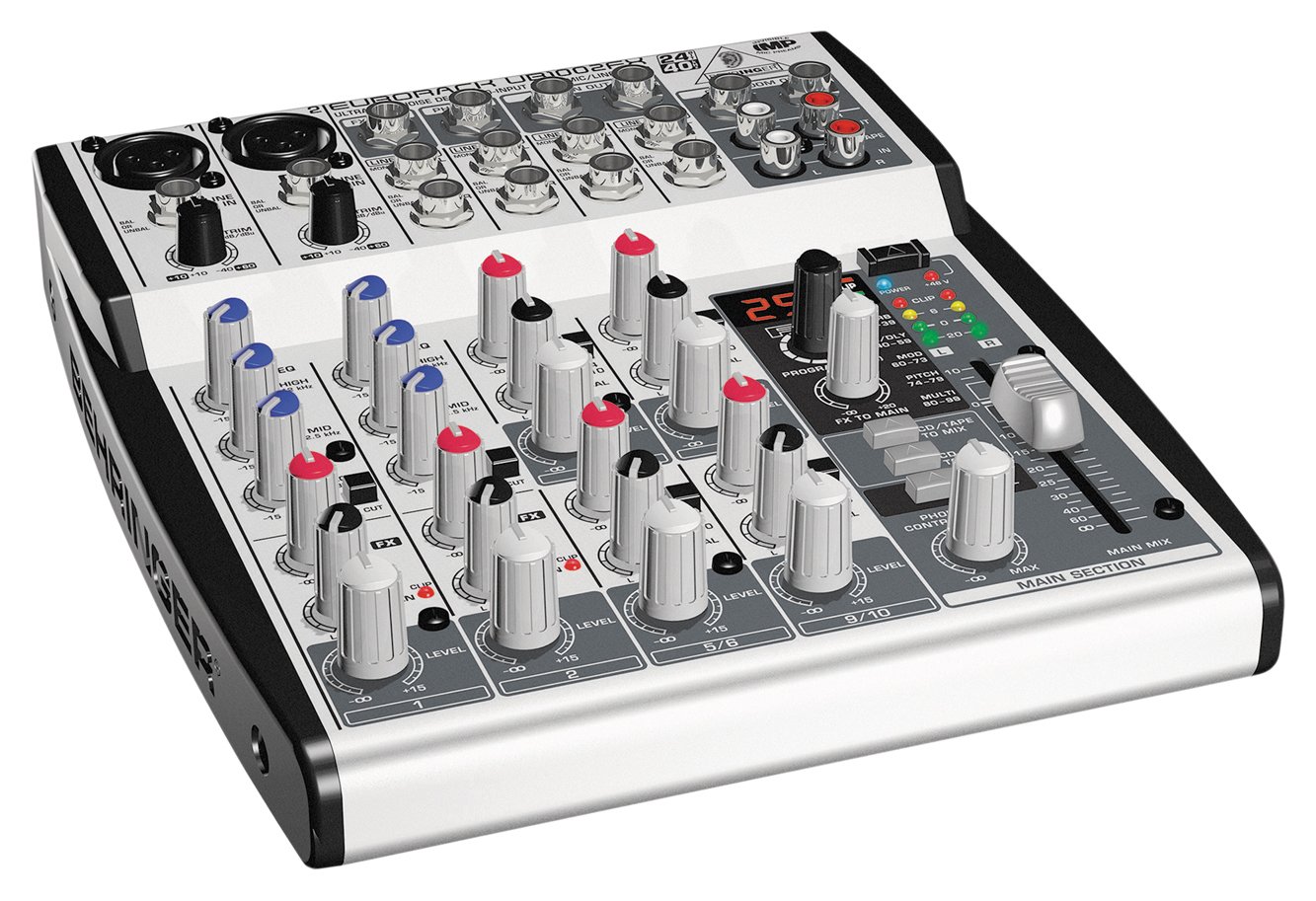 EURORACK UB1002FX Ultra-Low Noise Design 10 Input 2 Bus Mic/Line Mixer ...