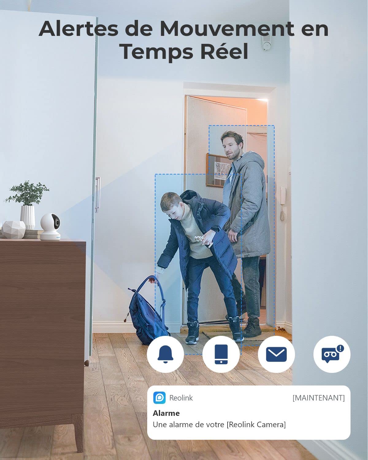 Reolink 4MP Pan Tilt Caméra Surveillance WiFi Interieure, Caméra IP 2,4GHz/5GHz, Audio Bidirectionnel, Détection de Mouvement pour Bébé, Aîné, Animal, Cloud Gratuit 7 Jours, E1 Pro (Reconditionné)
