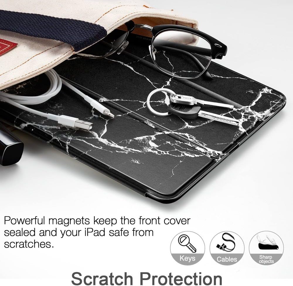 ESR Marble Trifold Smart Case for iPad 9.7 2018/2017, Lightweight Smart Cover with Auto Sleep/Wake, Microfiber Lining, Hard Back Cover for iPad 9.7 iPad 5th / 6th Generation, Black Marble