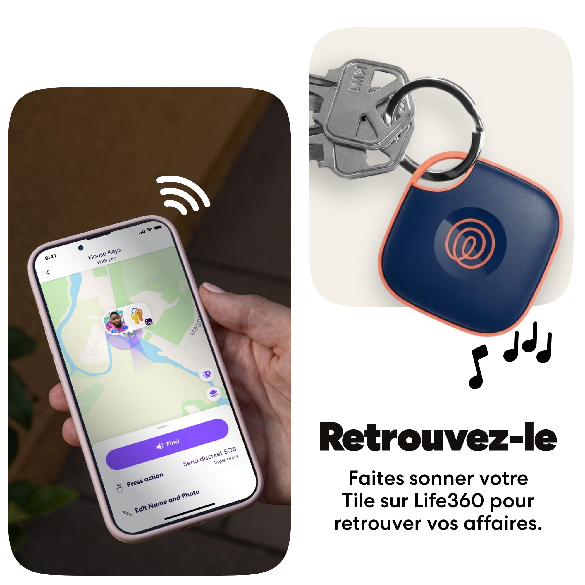Life360 Tile - Tracker Bluetooth, détecteur de clés et localisateur d'objets pour clés, Sacs & Autres. Détecteur de téléphone. Compatible avec iOS & Android. Lot de 4 (Couleur)