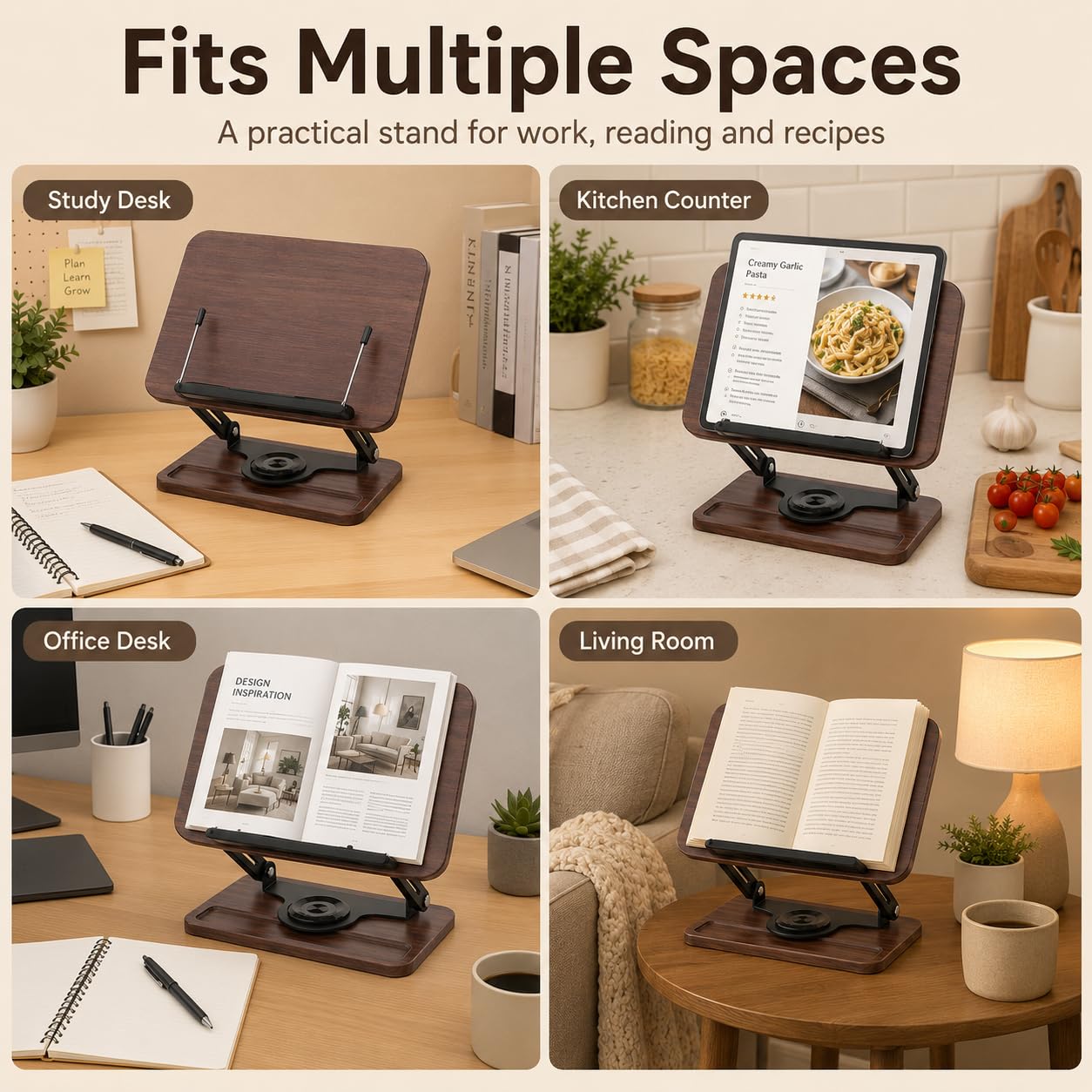 Support de livre pour lecture réglable en hauteur 7,5-38 cm