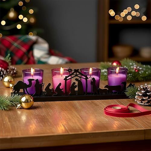 Miniatura 13 de Juego de belenes para Navidad, juego de Belén de metal negro con base de madera, figuras Navidenos para Navidad, fiesta, mesa, estante decorativo