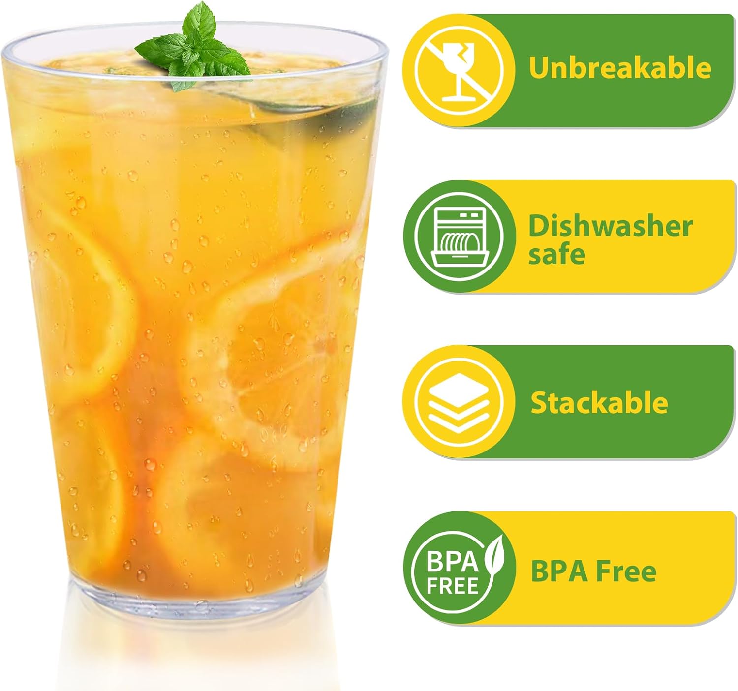 32 OZ Large Plastic Cups Reusable,Shatterproof Drinking Glasses, Stackable Glasses Drinking Set, Plastic Cups for Kitchen,Poolside,Party, House,BPA-Free,Dishwasher Safe,Sets of 6 - Image 3