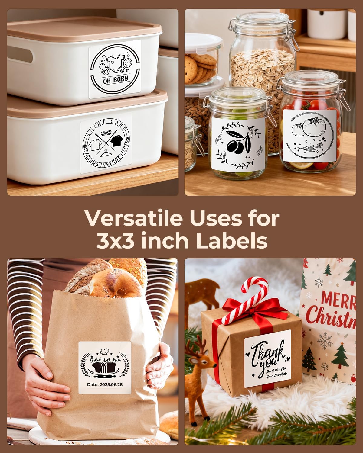 MUNBYN 3"x3" Square Thermal Labels, Compatible with Multiple Thermal Printers, Strong Adhesive, White Address Labels for Barcode, 500 Sheets/Roll - Image 8