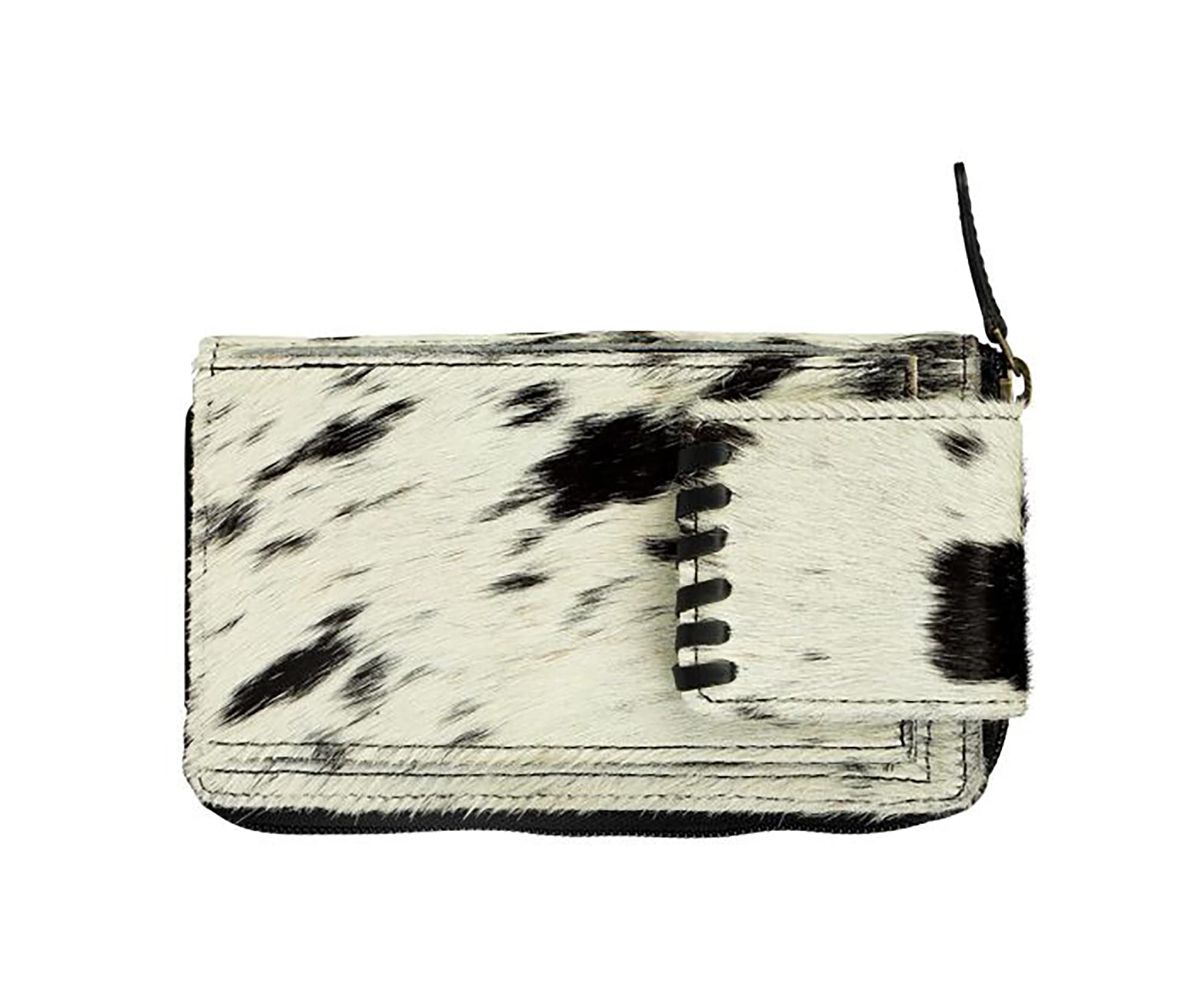 Myra Bag Western Leather Handheld Wallet for Women - Front Flap Hair On Clutch