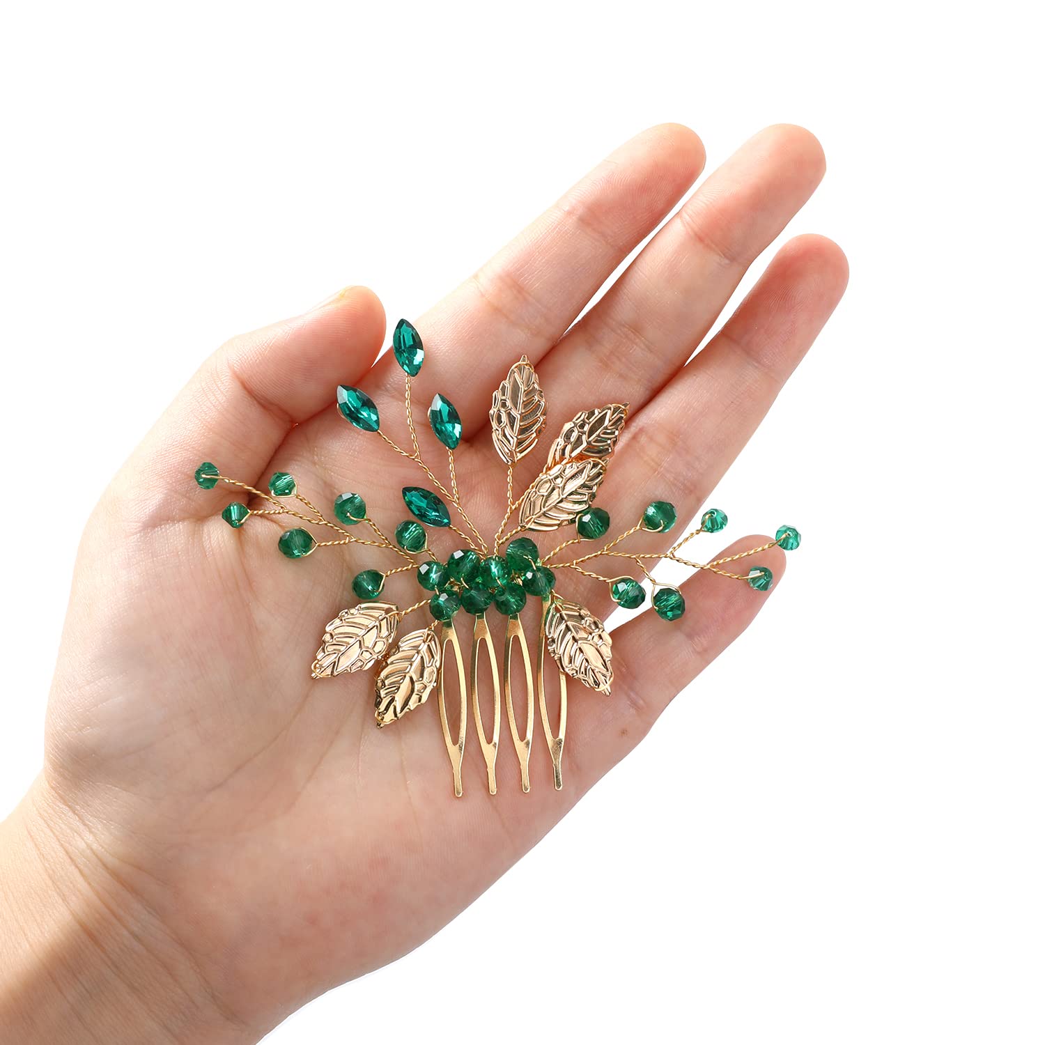 Peigne à Cheveux Mariage En Cristal Brillant Vert - Accessoires Pour Mariée Et Demoiselles D'Honneur