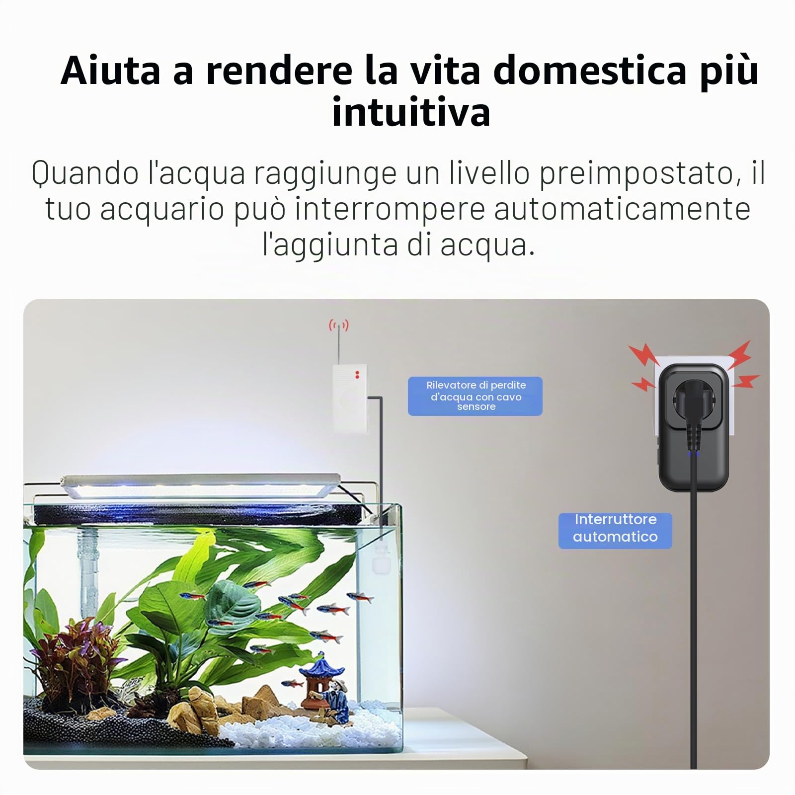 Interruttore Protezione Automatica con Sensore Livello Acqua Wireless - Controllo Livello Alto/Basso | Allarme 100 dB, Portata 100 m - per Torri Acqua, Fosse Settiche, Agricoltura e Industria