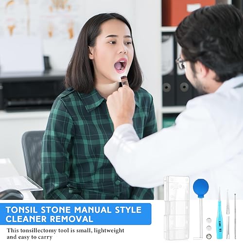 Miniatura 7 de Kit de eliminación de piedras amígdalas de 7 piezas, herramienta de eliminación de piedra de amígdala, limpiador de estilo manual, limpiador bucal,