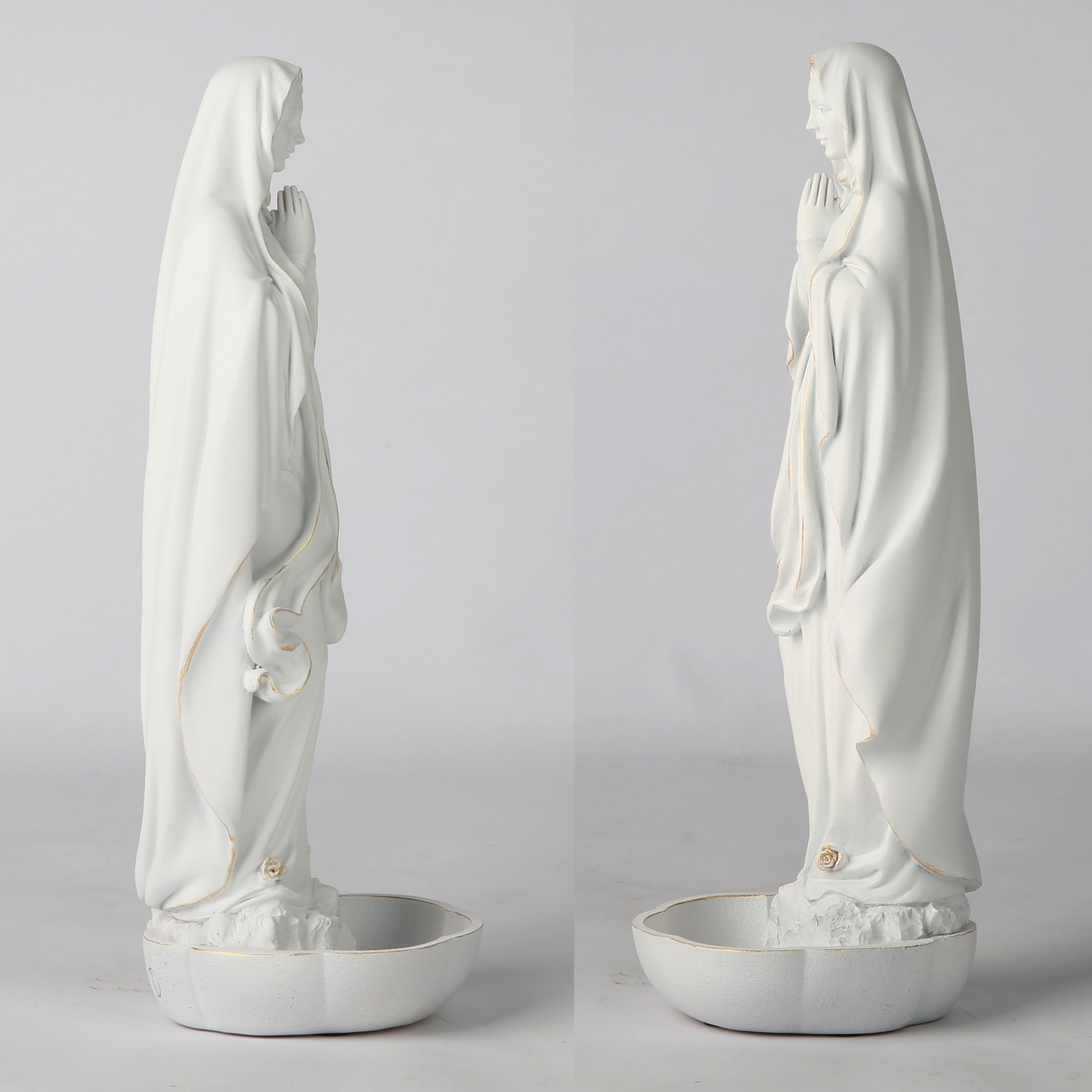 BC Katolicka figurka Matki Bożej z Lourdes, biała figurka Najświętszej Maryi Panny, uchwyt na różaniec stołowy, prezent religijny, 25 cm H klasyczna rzeźba renesansowa ręcznie wykonana przez
