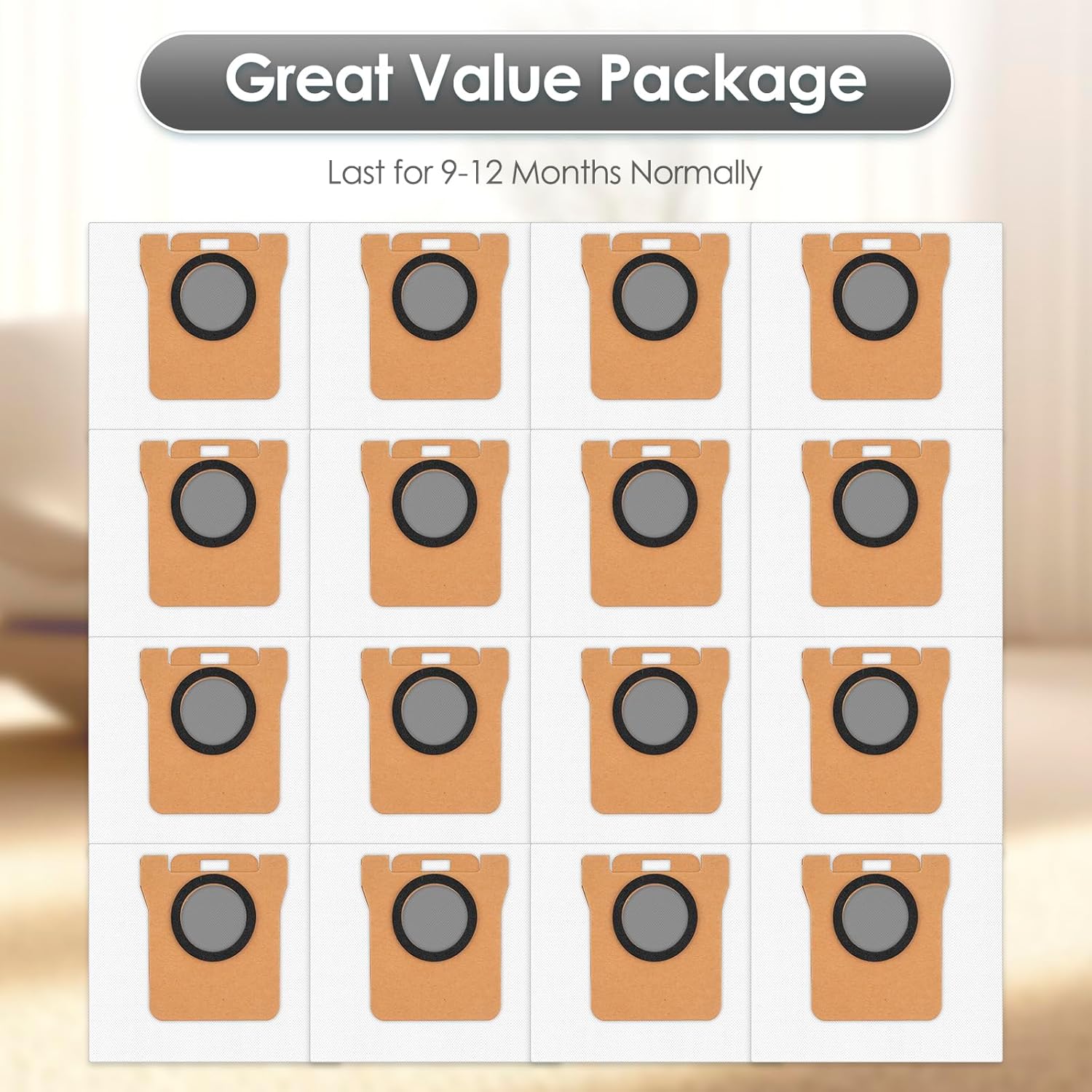 (16 Pack) L20 Ultra Replacement Dust Bags for Dreame X50 Ultra Complete/ X40/ L20 Ultra/ L50 Pro Ultra/ L10s Pro/ L10/ L10s/ L20, Xiaomi X10+/ X20+/ X20 Pro/ X20 Max Robot Vacuum, Canister Bag