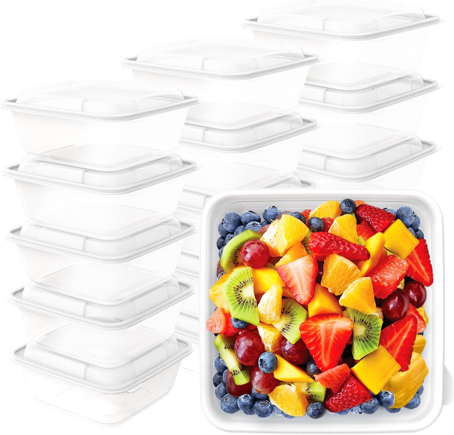 YUESING 15 Pack 34oz Plastic Containers with Lids Meal Prep