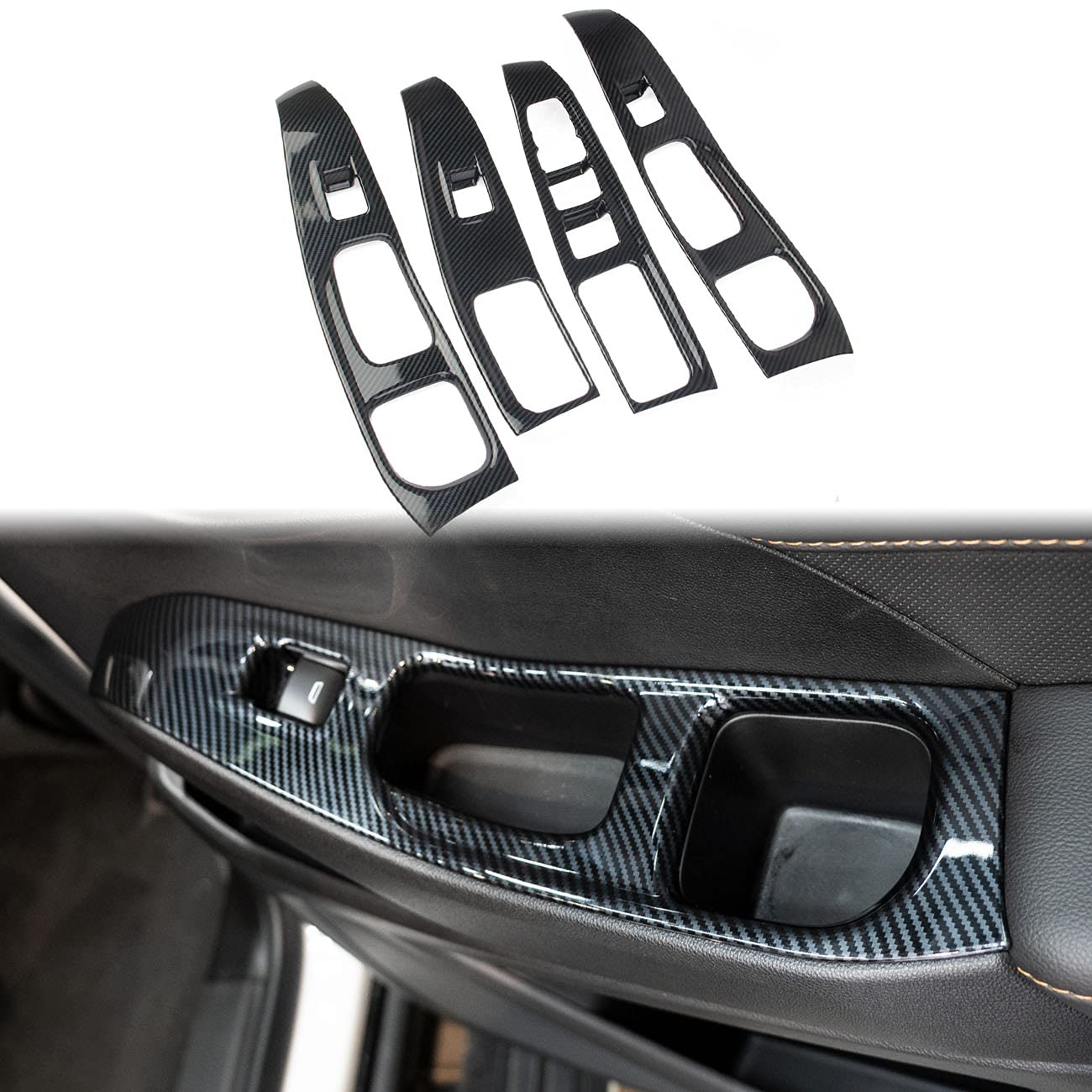 Korlot Carbon Fiber Window Lift Trim Switch Panel Decorations for Chevrolet Traverse 2018-2021 Accessories