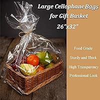 Vista 4 de Morepack Bolsas de celofán grandes de Pascua, 26 x 32 pulgadas, bolsas grandes transparentes de 5 piezas de celofán para cestas de regalo