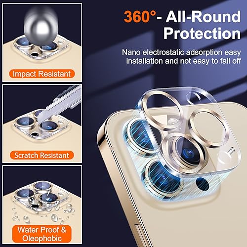 Miniatura 316 de UniqueMe [Paquete de 3 protectores de lente de cámara compatibles con iPhone 14 Pro Max/iPhone 14 Pro, vidrio templado, [compatible con fundas]
