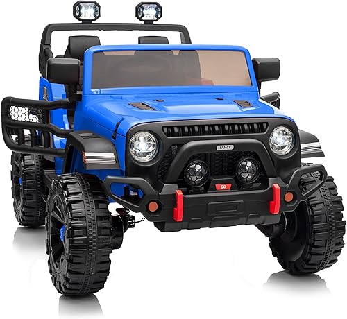 Coche eléctrico de 2 plazas para niños, juguete eléctrico de 12 V para niños de 4 a 8 años con control remoto, capacidad de 150 libras, color azul