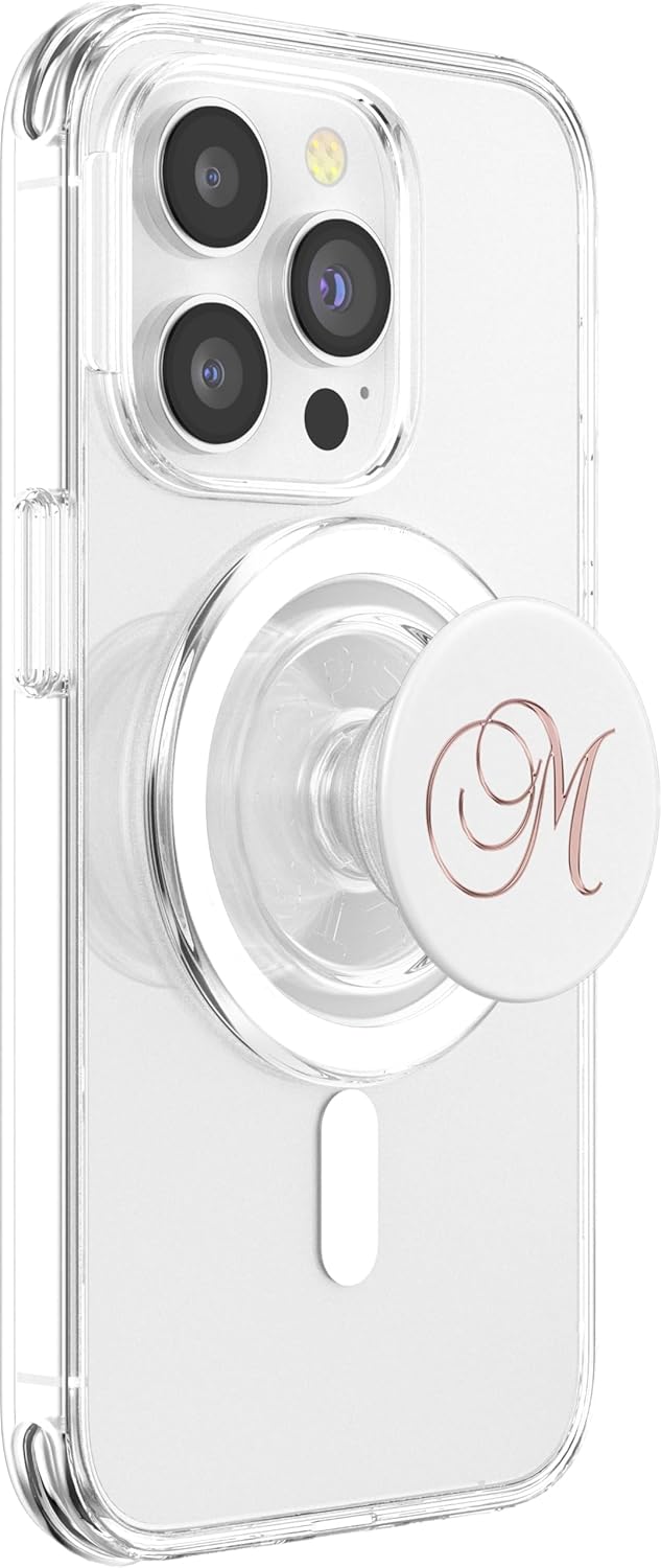 Letter M Golden Rose. Initial M On White Background PopSockets PopGrip: Swappable Grip for Phones & Tablets PopSockets PopGrip for MagSafe