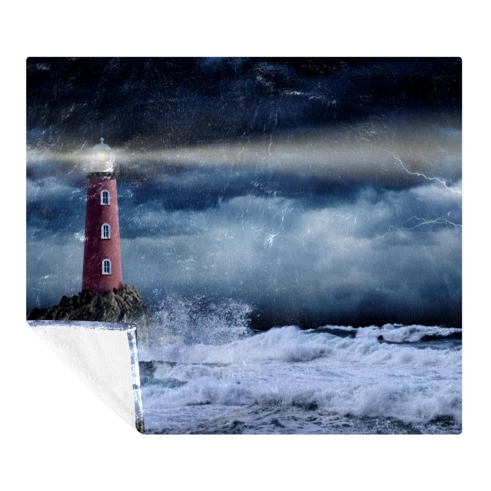 Couverture douce phare en mer pour soirées cocooning et voyage en famille