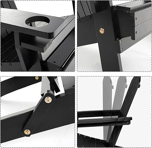 Miniatura 5 de Sillas plegables Adirondack, sillas de césped de madera para exteriores con soporte para tazas, silla de patio para jardín, patio, piscina, patio