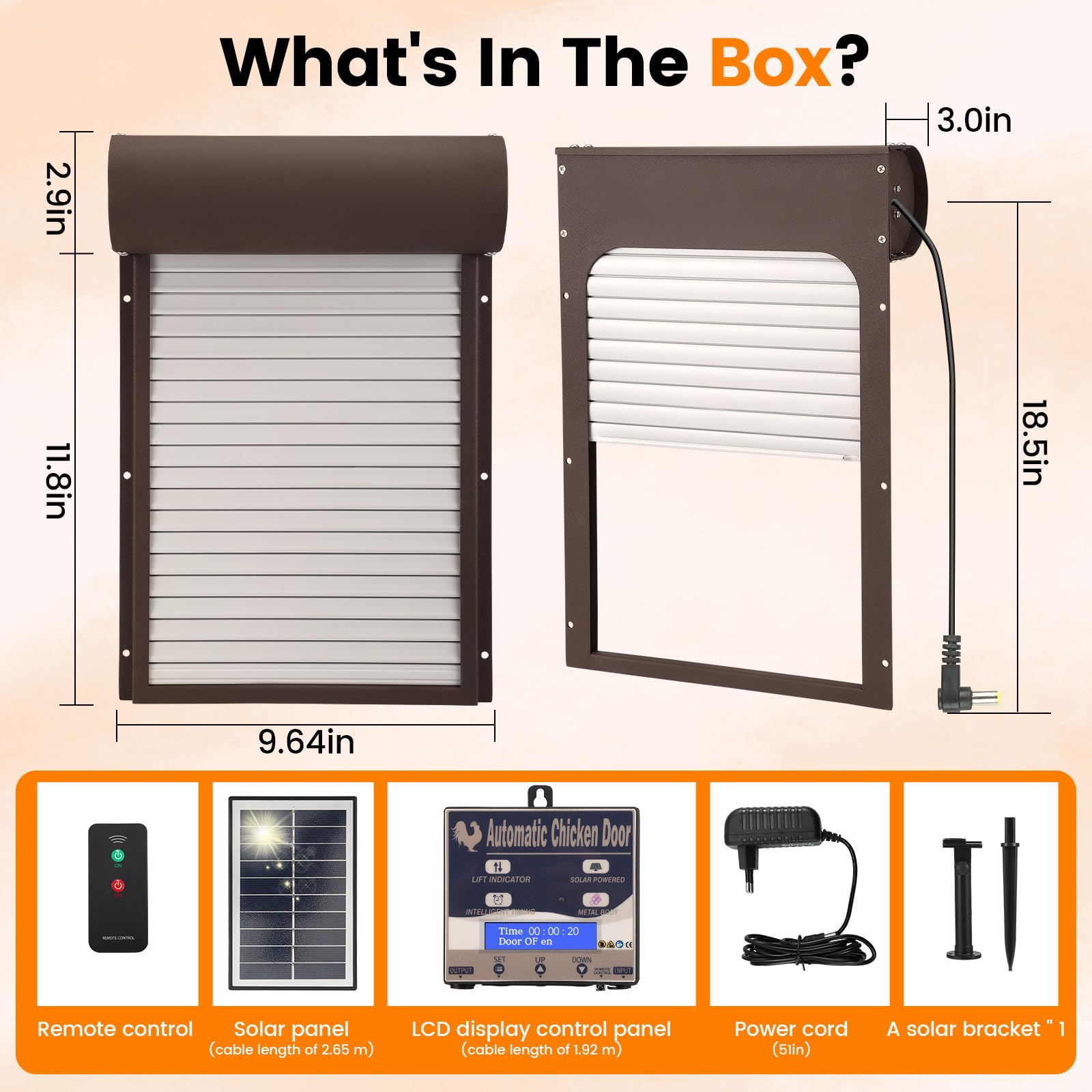 Porta Pollaio Automatica In Alluminio – Timer LCD, Antipizzicamento, Batteria (senza Alimentazione)
