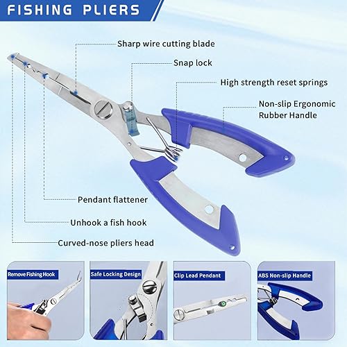 Miniatura 9 de Kit de herramientas de pesca, alicates de pesca, pinza de pescado, báscula de pesca, juego de herramientas de agarre de pescado, equipo de pesca