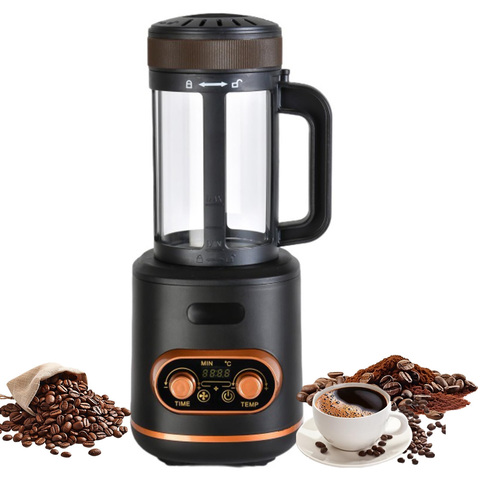 Tostador de café eléctrico de 300g con temperatura ajustable para evitar quemados
