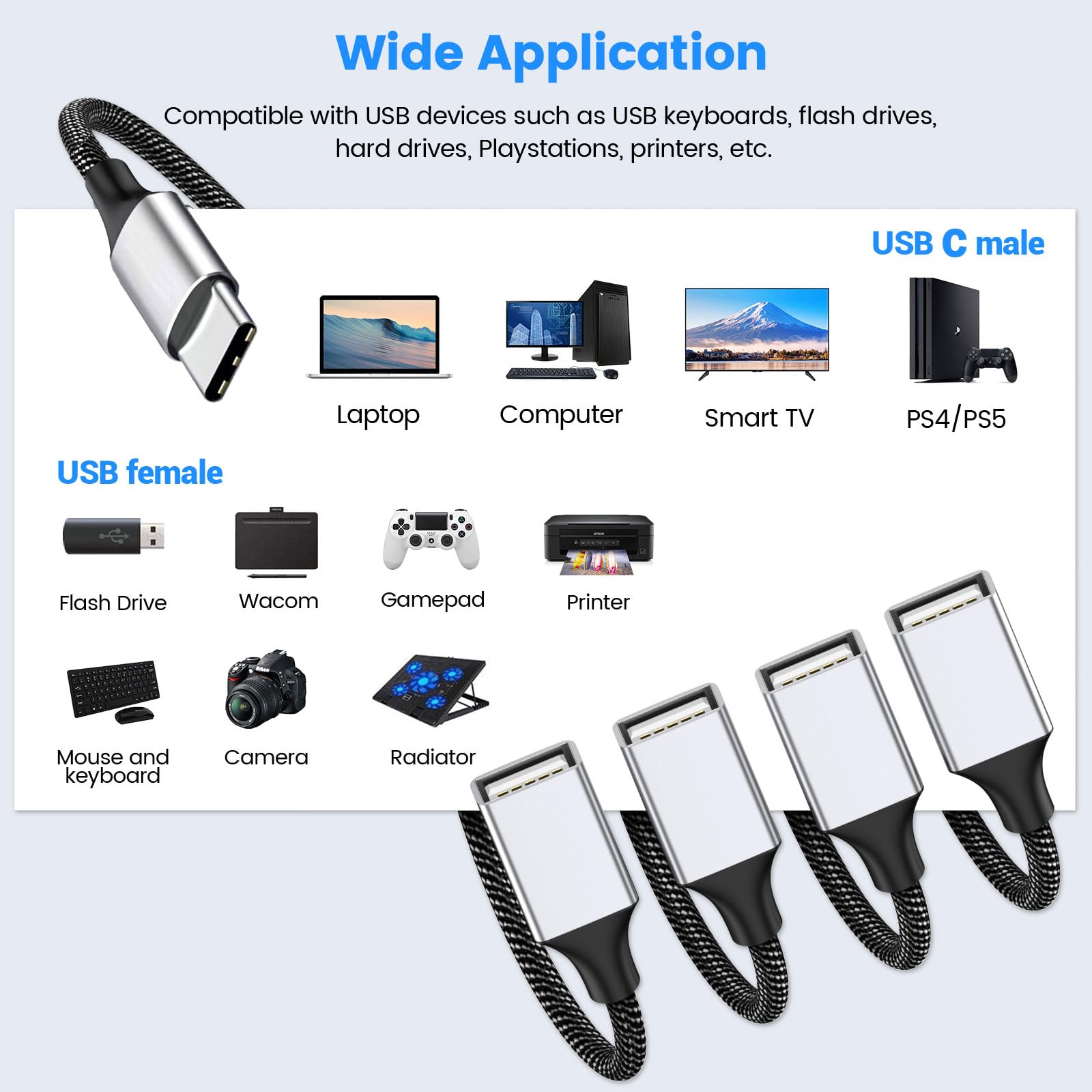 Câble répartiteur USB C PD, câble multi USB C vers USB C 6 en 1, câble de chargeur mâle TypeC pour tablette Android Samsung et appareil TypeC  202192403