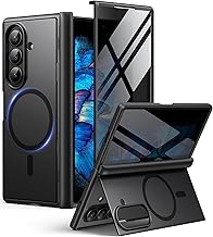 BERFY for Samsung Galaxy Z Fold 7 Case with Privacy Screen Protector, [Compatible with MagSafe][Anti Spy] Built-in Hidden Kickstand, Full-Body Shockproof Slim Phone Case for Z Fold 7, Black