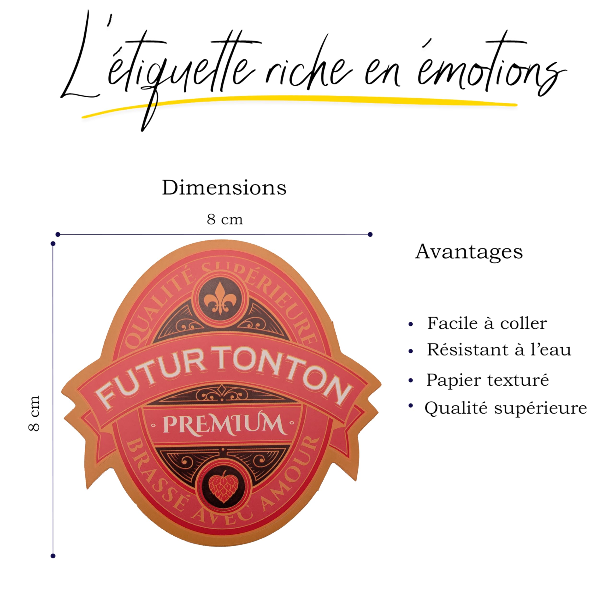 FunFest - Lot x3 Étiquettes Bière Annonce Grossesse - Futur Tonton - (Texte Français) - 3