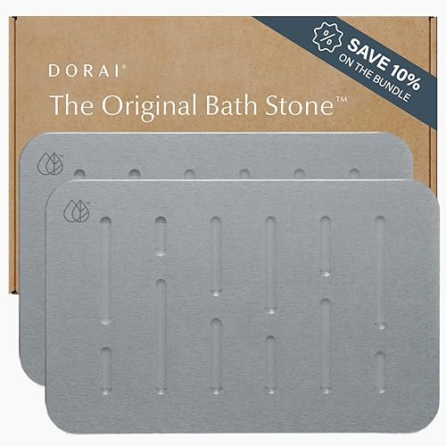 Miniatura 12 de Dorai Home Piedra de Baño – Alfombra de Baño de Piedra de Secado Rápido de Lujo, Superficie Antideslizante, Almohadilla Inferior de Goma, Pizarra