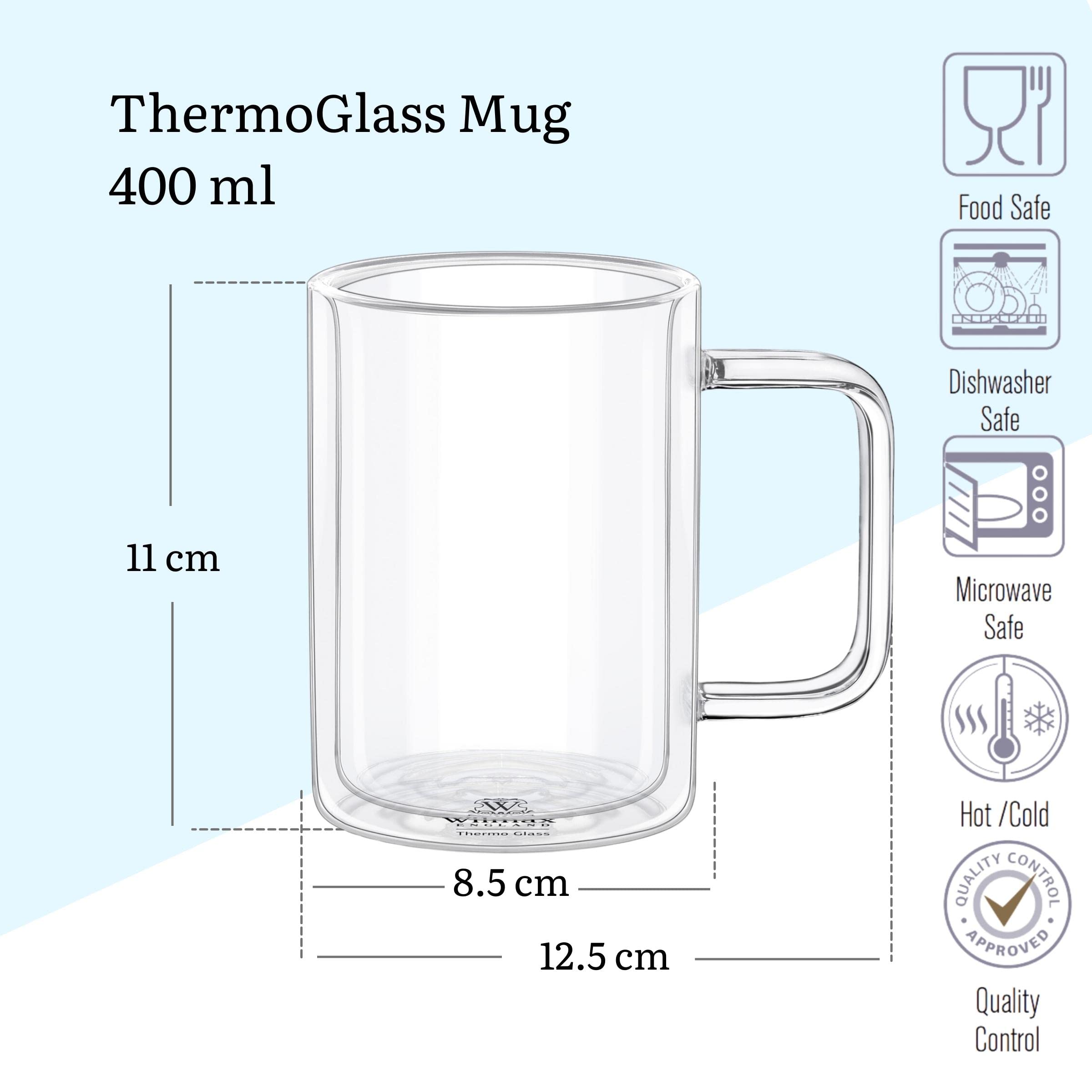 Wilmax Doppelwandig Thermogläser Fassungsvermögen: 400ml - Kaffeetassen Cappucino Latte Macchiato Espresso Mokka Tassen - Kaffee-Gläser 6 SET