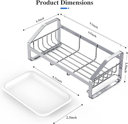 Miniatura 2 de Organizador de fregadero, soporte de esponja para fregadero de cocina, organizador de fregadero de baño, organizador de encimera de cocina de acero
