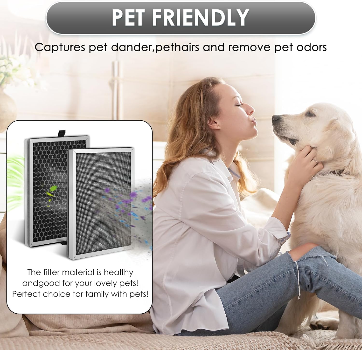 (4 Pack) JF260 Replacement HEPA Filters for Jafanda JF260, JF260S Smart Air Purifier, 3-in-1 Pre-Filter, H13 True HEPA and Activated Carbon Filtration, Filter Kit, Accessories Kit - Image 5