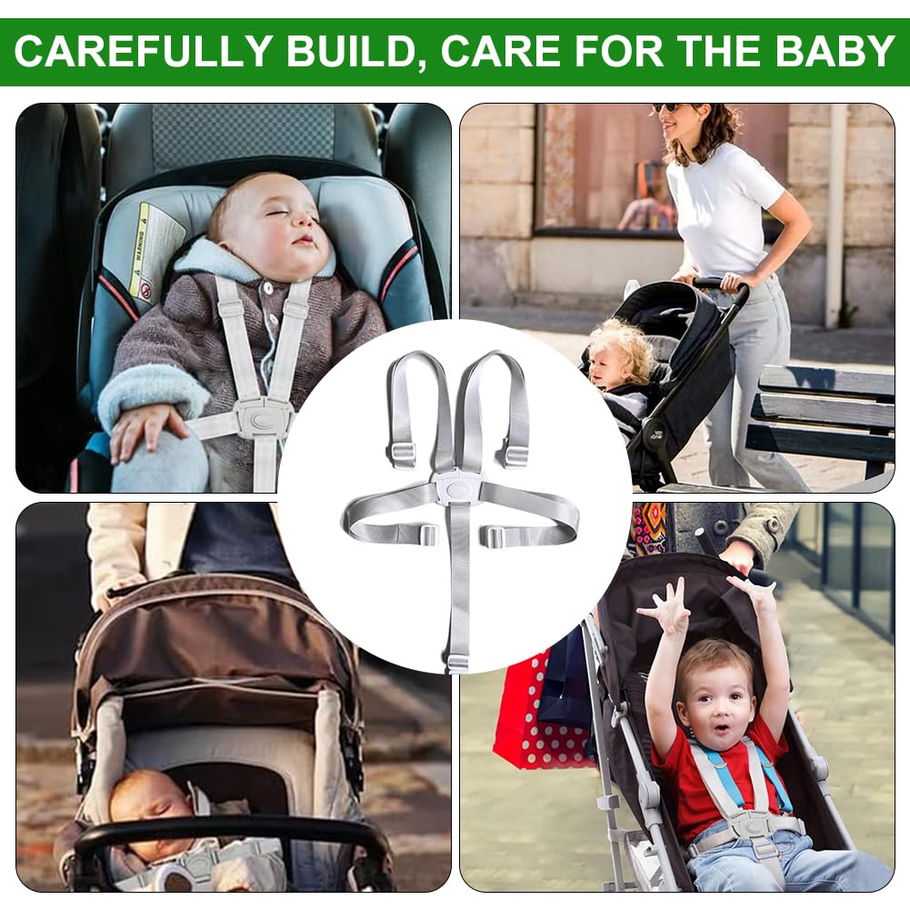 Hauck Hoge Stoel Riem,Veiligheidsgordels voor Hoge Stoel,5-punts Riem Hoge Stoel,Riem voor Hauck Hoge Stoel,Universeel Kinderbeveiligingssysteem, Voor Hoge Stoel/Kinderwagen/Kinderwagen (Grijs