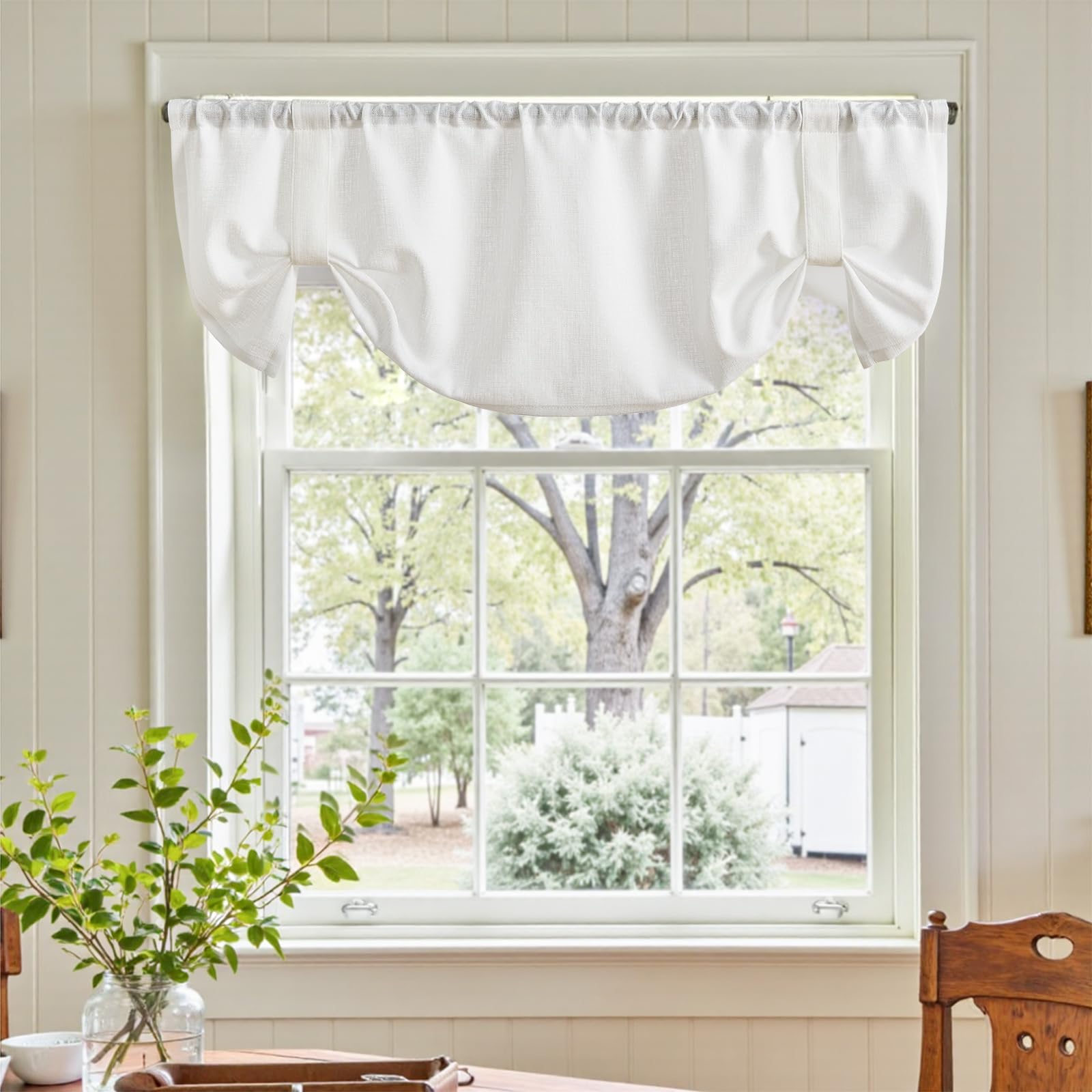 Vangao Scheibengardine Bistrogardine Privatsphäre Fenstervorhang Gardine Scheibengardinen Fensterschal für Küche Wohnzimmer Landhaus