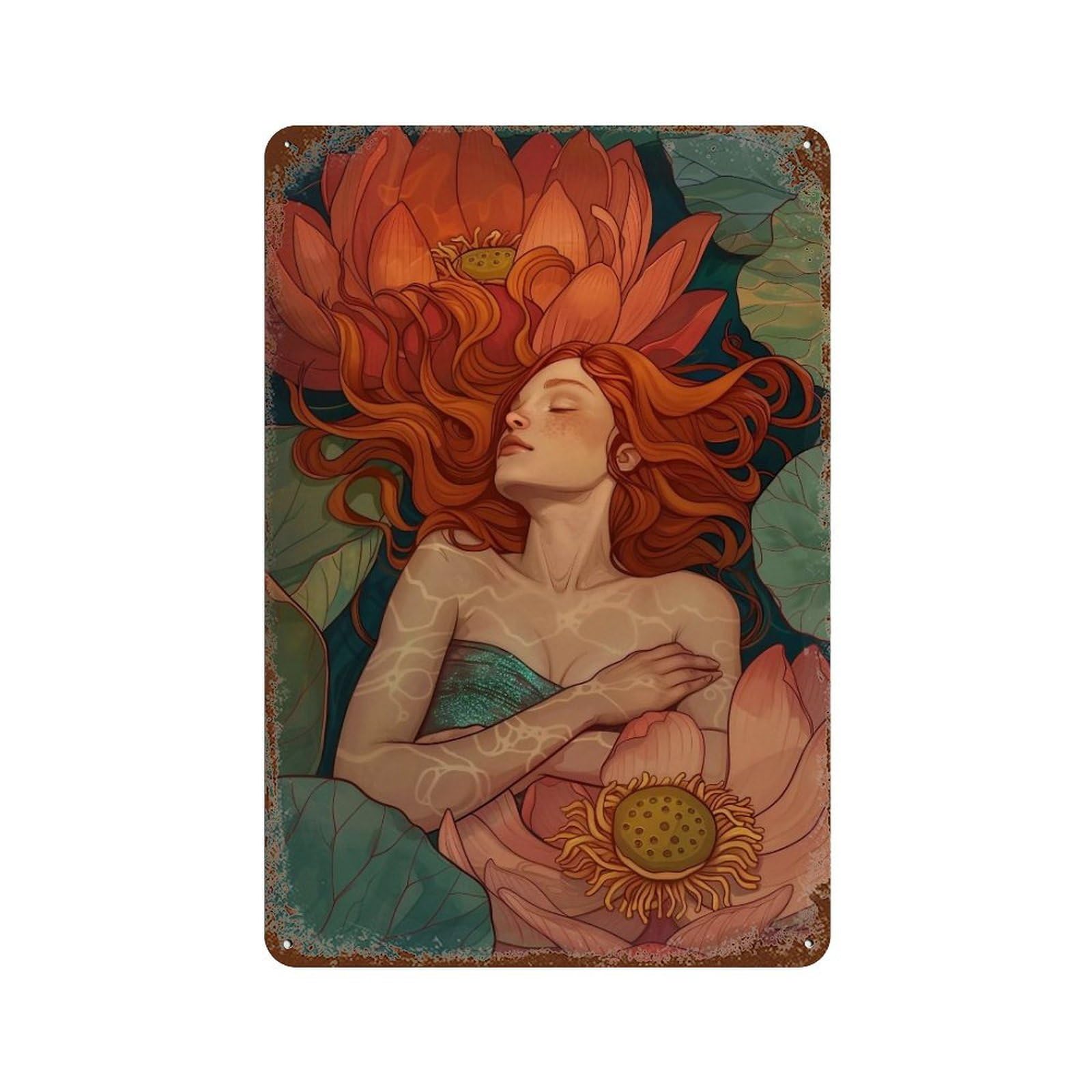 HDURYEYRYY Slumber in Lotus 01 Wall Retro Iron Vintage Art Metal Tin Sign Poster Modern Home Cofffee Club Art Bar Shop Decor 30x20cm