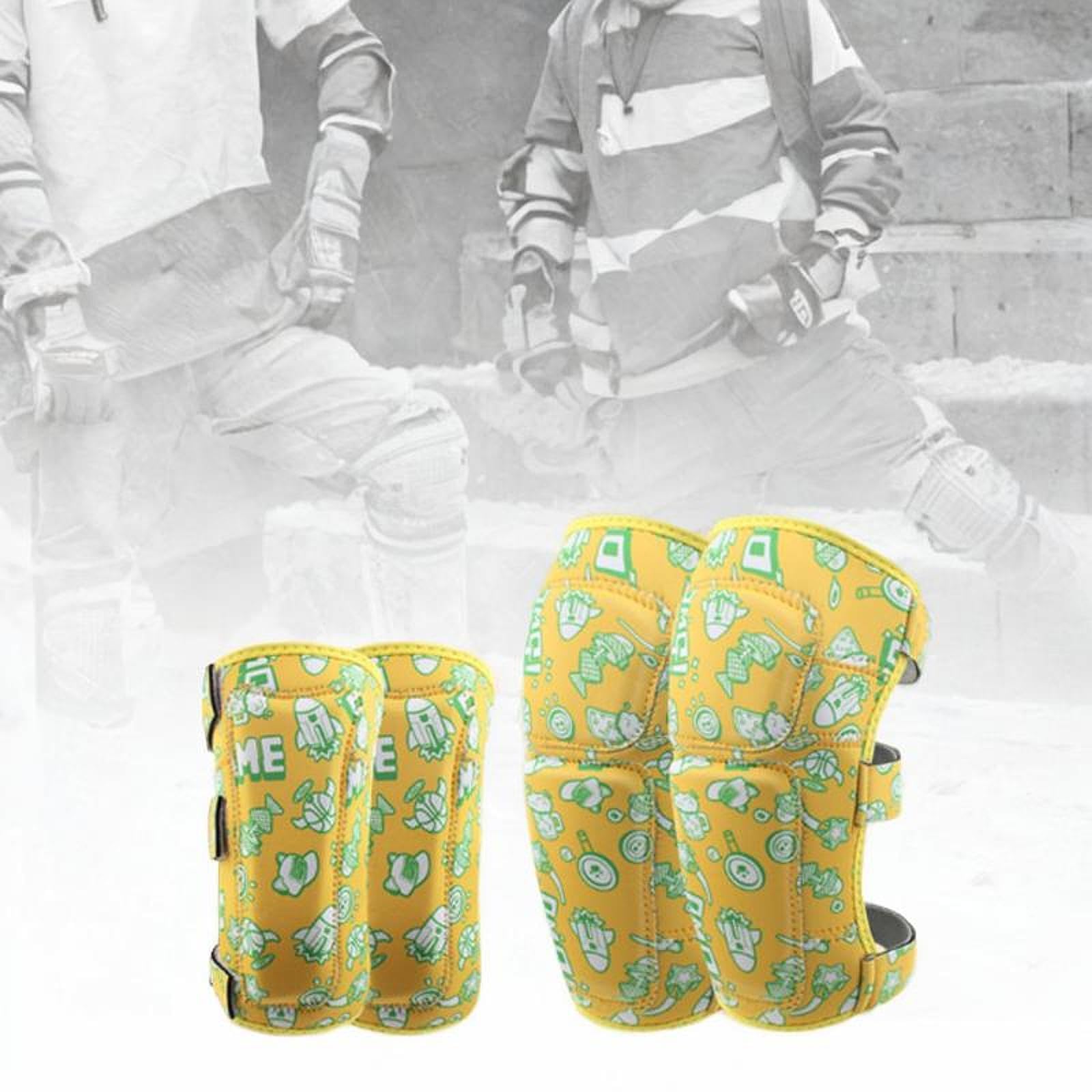 4 Piezas Rodilleras Infantiles Protector Ajustable Infantil Rodillera Codera Ergonómica Transpirable para Deportes al Aire Libre Ciclismo Patinaje, Amarillo