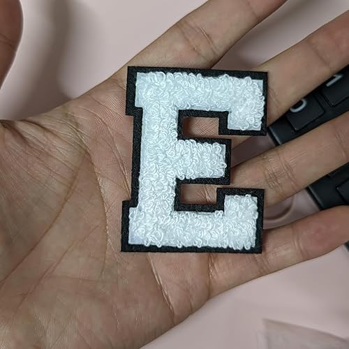 Miniatura 4 de 2 parches de letras de felpilla termo-adhesivas de 2.5", parches de letras universitarias de punto de felpilla para ropa (blanconegro 2-12, B)