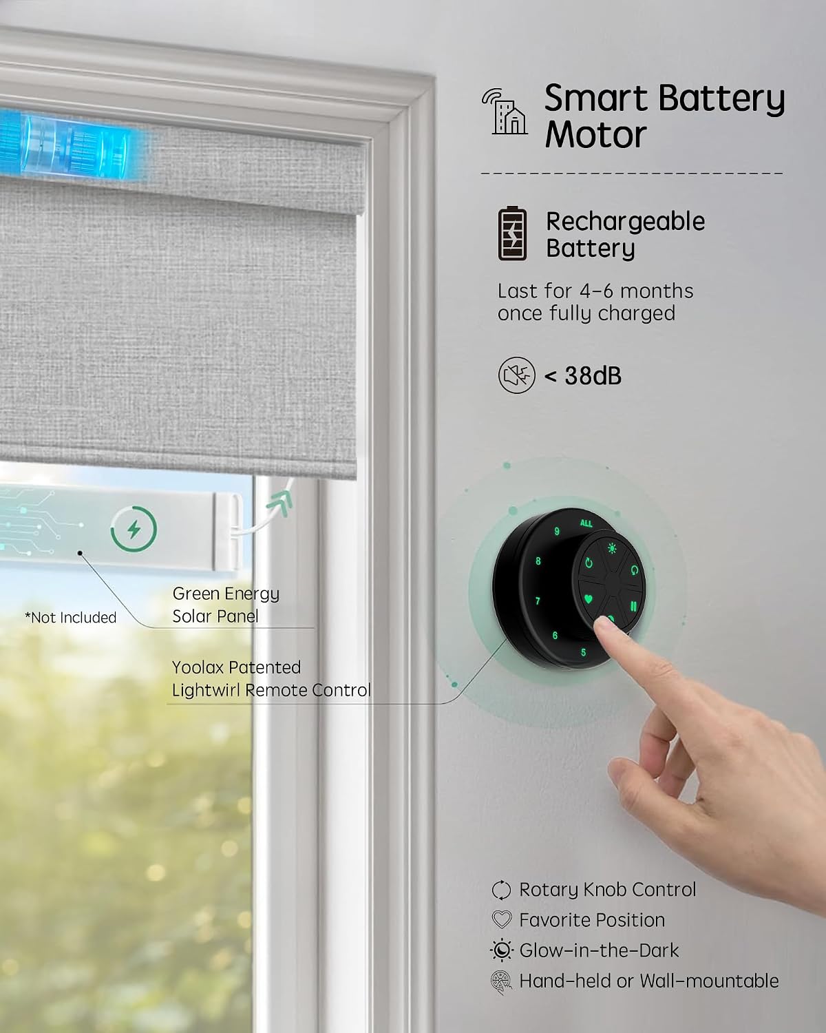 Yoolax Motorized Blinds with Remote, Designer Smart Blinds Work with Alexa, Google, Apple Homekit, 100% Blackout Motorized Shades Custom Electric Shades Voice Control (V-Foggy White)