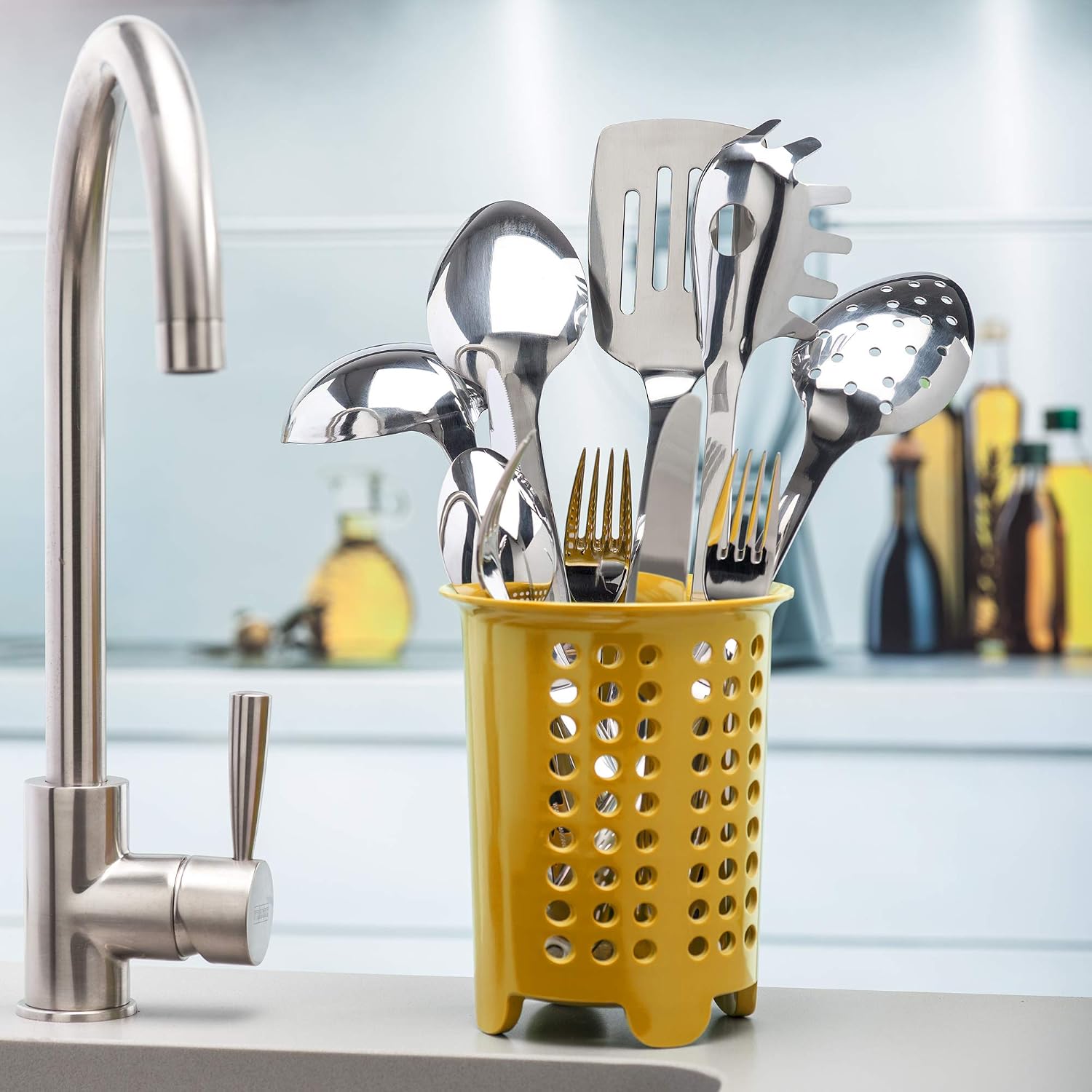 Zeal Melamine Cutlery Drainer/Utensil Pot-Mustard, One Size - Image 4