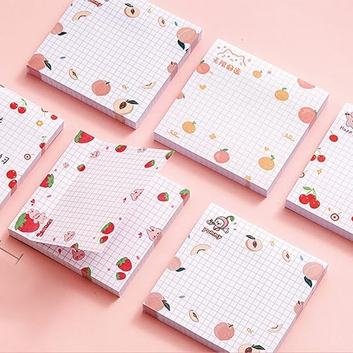 Miniatura 4 de Paquete de 4 notas adhesivas, bloc de notas adhesivas de 3 x 3 pulgadas, bloc de notas adhesivas de frutas Kawaii autoadhesivas, 80 hojasbloc
