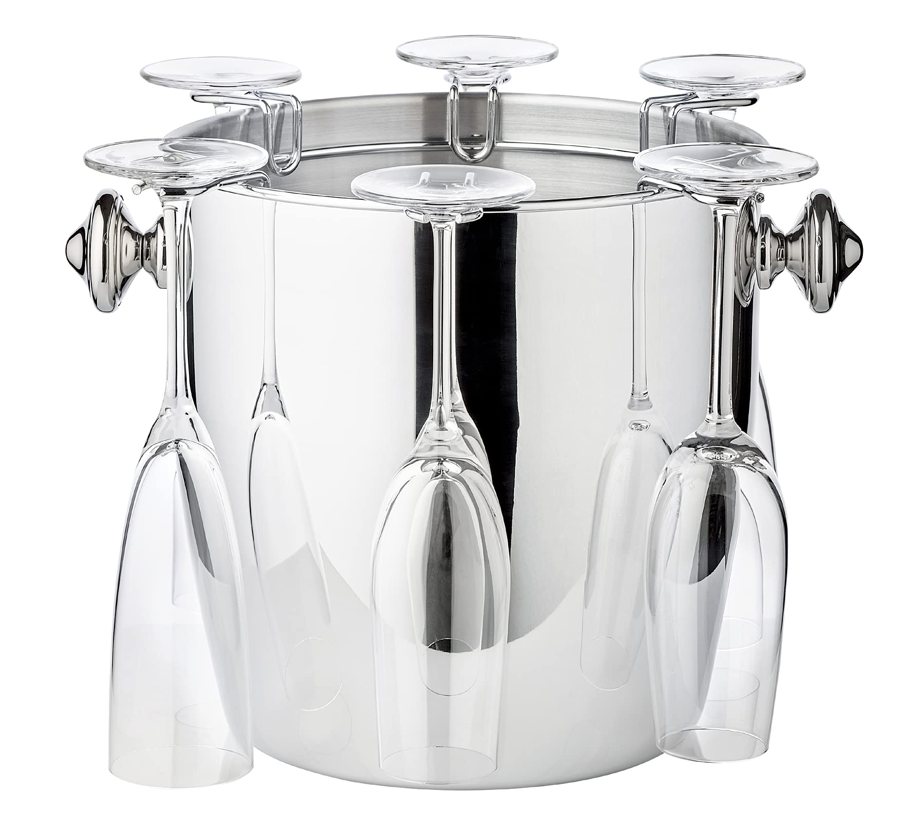 EDZARD Champanera Geneva (H 85 cm, Ø 23 cm), acero inoxidable, con soporte y asas, para 1 botella – enfriador de vino, enfriador de botellas, cubitera
