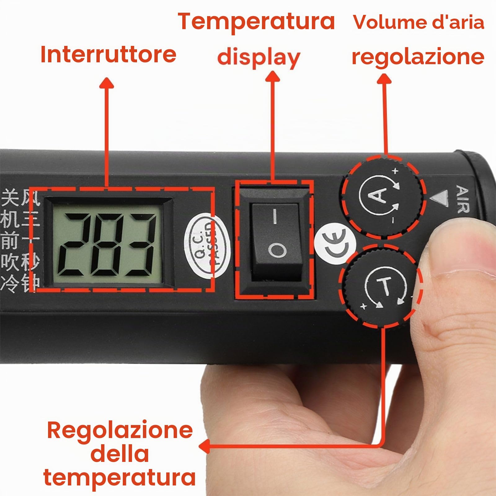 Jadeshay Pistola Termica,220V 450W Pistola ad Aria Calda Regolabile Pistola Ad Aria Calda Elettronica per Stazione di Saldatura IC SMD BGA,con Display LCD