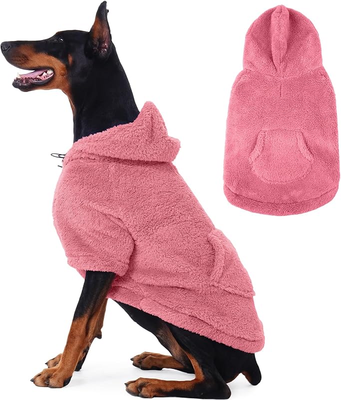 Moletom Fuzzy para Cães com Capuz Ajustável e Abertura para Guia IDOMIK Rosa 2XL