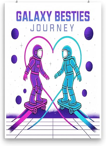 Miniatura 3 de Póster retro Synthwave Galaxy Path  Acabado de papel brillante  Arte de pared de amistad para dormitorio o decoración de ciencia ficción